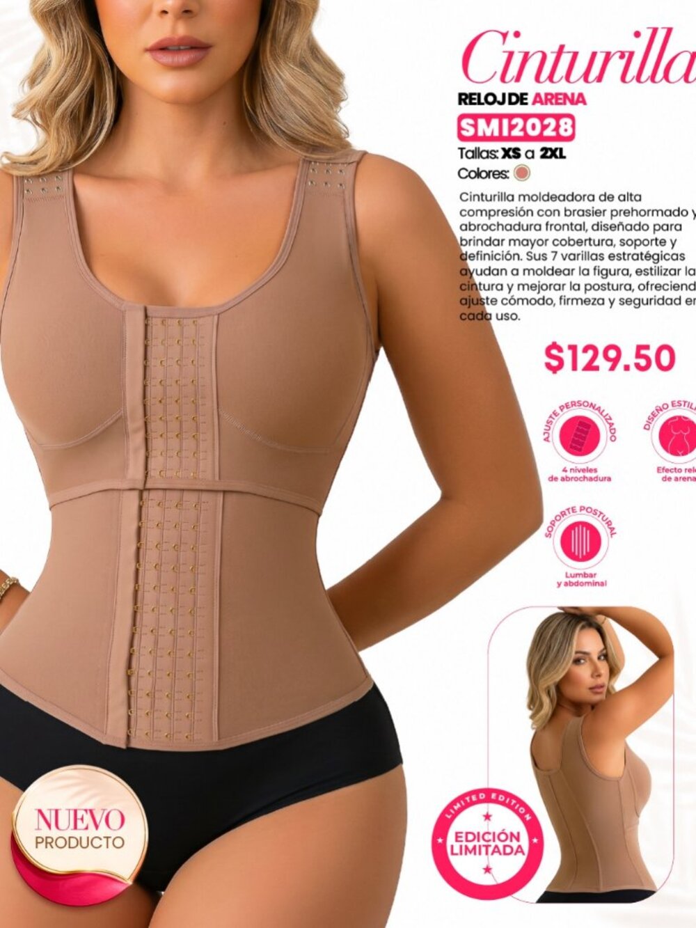 Stagmi SMI2028 Shaping Vest Womens Corset Waist Trainer Compression Faja w/ Bra